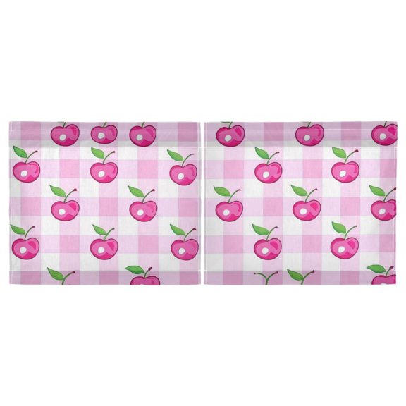Haosy 2 Panels Rod Pocket Tier Curtains 27 x 24 Light Filtering Privacy Patchwork Semi Sheer for Kitchen Bathroom, Cherry on Plaid