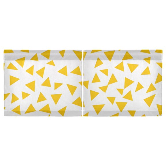 Haosy 2 Panels Rod Pocket Tier Curtains 27 x 24 Light Filtering Privacy Patchwork Semi Sheer for Kitchen Bathroom, Yellow Triangle
