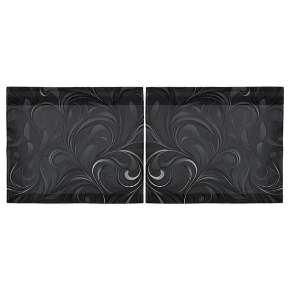 Haosy 2 Panels Rod Pocket Tier Curtains 27 x 24 Light Filtering Privacy Semi Sheer for Kitchen Bathroom, Dark Mysterious Swirling Plants