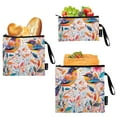thumbnail image 1 of Haosy 3 Pack Reusable Ziploc Bags BPA Free Healthy Food Storage Bag Leakproof Sandwich Snack Freezer Bags Abstract Birds and Flowers, 1 of 7