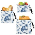 thumbnail image 1 of Haosy 3 Pack Reusable Ziploc Bags BPA Free Healthy Food Storage Bag Leakproof Sandwich Snack Freezer Bags Blue Cat in Cup, 1 of 7