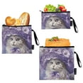 thumbnail image 1 of Haosy 3 Pack Reusable Ziploc Bags BPA Free Healthy Food Storage Bag Leakproof Sandwich Snack Freezer Bags Elegant Cat with Lilac Flowers Hat, 1 of 7