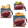 thumbnail image 1 of Haosy 3 Pack Reusable Ziploc Bags BPA Free Healthy Food Storage Bag Leakproof Sandwich Snack Freezer Bags Football on American Flag, 1 of 7