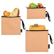Haosy 3 Pack Reusable Ziploc Bags BPA Free Healthy Food Storage Bag Leakproof Sandwich Snack Freezer Bags Light Orange