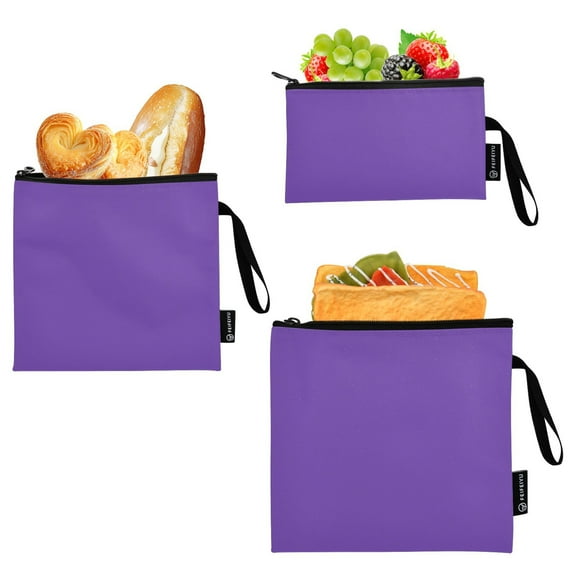 Haosy 3 Pack Reusable Ziploc Bags BPA Free Healthy Food Storage Bag Leakproof Sandwich Snack Freezer Bags Purple