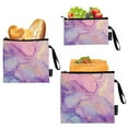 thumbnail image 1 of Haosy 3 Pack Reusable Ziploc Bags BPA Free Healthy Food Storage Bag Leakproof Sandwich Snack Freezer Bags Soft Pink Purple Blue Marble, 1 of 7