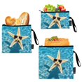 thumbnail image 1 of Haosy 3 Pack Reusable Ziploc Bags BPA Free Healthy Food Storage Bag Leakproof Sandwich Snack Freezer Bags Starfish with Sunglasses, 1 of 7