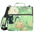 thumbnail image 1 of Haosy 3 Ring Zipper Binder with Shoulder Strap Waterproof Trapper Keeper 2 Inch D-Ring 500 Sheets Capacity, Adorable Green Pumpkin Cat, 1 of 8