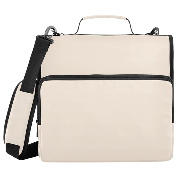 Haosy 3 Ring Zipper Binder with Shoulder Strap Waterproof Trapper Keeper 2 Inch D-Ring 500 Sheets Capacity, Apricot