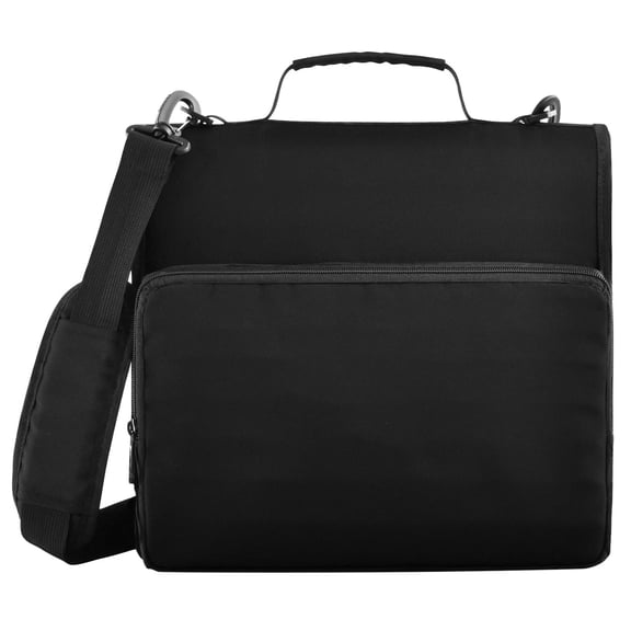 Haosy 3 Ring Zipper Binder with Shoulder Strap Waterproof Trapper Keeper 2 Inch D-Ring 500 Sheets Capacity, Black