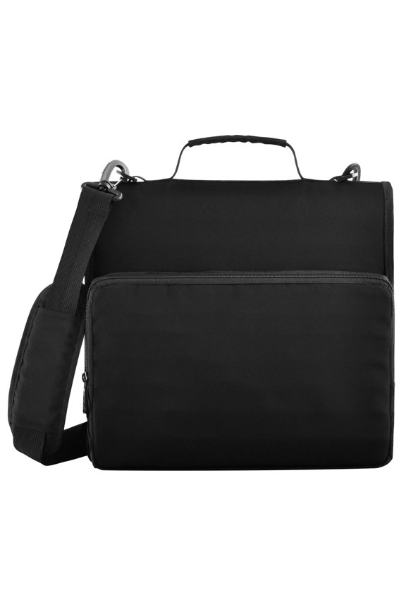 3 Ring Zipper Binder with Shoulder Strap Waterproof Trapper Keeper 2 Inch D-Ring 500 Sheets Capacity, Black