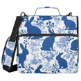 thumbnail image 1 of Haosy 3 Ring Zipper Binder with Shoulder Strap Waterproof Trapper Keeper 2 Inch D-Ring 500 Sheets Capacity, Blue Flower Easter Bunny Silhouette, 1 of 8