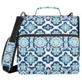 thumbnail image 1 of Haosy 3 Ring Zipper Binder with Shoulder Strap Waterproof Trapper Keeper 2 Inch D-Ring 500 Sheets Capacity, Blue Pink Flower Damask, 1 of 5