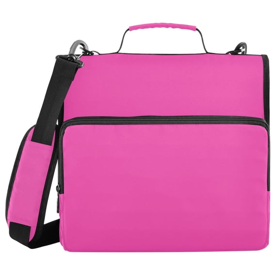 Haosy 3 Ring Zipper Binder with Shoulder Strap Waterproof Trapper Keeper 2 Inch D-Ring 500 Sheets Capacity, Bright Rose