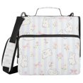 thumbnail image 1 of Haosy 3 Ring Zipper Binder with Shoulder Strap Waterproof Trapper Keeper 2 Inch D-Ring 500 Sheets Capacity, Bunnies Flowers Bow Striped, 1 of 8