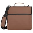 thumbnail image 1 of Haosy 3 Ring Zipper Binder with Shoulder Strap Waterproof Trapper Keeper 2 Inch D-Ring 500 Sheets Capacity, Caramel Brown, 1 of 8