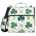 thumbnail image 1 of Haosy 3 Ring Zipper Binder with Shoulder Strap Waterproof Trapper Keeper 2 Inch D-Ring 500 Sheets Capacity, Clover with Green Plaid, 1 of 8