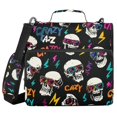 thumbnail image 1 of Haosy 3 Ring Zipper Binder with Shoulder Strap Waterproof Trapper Keeper 2 Inch D-Ring 500 Sheets Capacity, Crazy Cool Skull, 1 of 7
