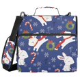 thumbnail image 1 of Haosy 3 Ring Zipper Binder with Shoulder Strap Waterproof Trapper Keeper 2 Inch D-Ring 500 Sheets Capacity, Cute Christmas Rabbit Blue, 1 of 8