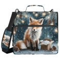 thumbnail image 1 of Haosy 3 Ring Zipper Binder with Shoulder Strap Waterproof Trapper Keeper 2 Inch D-Ring 500 Sheets Capacity, Cute Fox Twinkling Lights Snow, 1 of 8