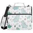 thumbnail image 1 of Haosy 3 Ring Zipper Binder with Shoulder Strap Waterproof Trapper Keeper 2 Inch D-Ring 500 Sheets Capacity, Cute Green Dinosaurs and Egg, 1 of 8