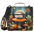 thumbnail image 1 of Haosy 3 Ring Zipper Binder with Shoulder Strap Waterproof Trapper Keeper 2 Inch D-Ring 500 Sheets Capacity, Cute Hedgehog Sitting on Mushroom, 1 of 8