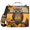 thumbnail image 1 of Haosy 3 Ring Zipper Binder with Shoulder Strap Waterproof Trapper Keeper 2 Inch D-Ring 500 Sheets Capacity, Cute Owl with Autumn Leaves, 1 of 8