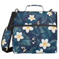 thumbnail image 1 of Haosy 3 Ring Zipper Binder with Shoulder Strap Waterproof Trapper Keeper 2 Inch D-Ring 500 Sheets Capacity, Dark Blue Frangipani Palm, 1 of 8