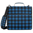 thumbnail image 1 of Haosy 3 Ring Zipper Binder with Shoulder Strap Waterproof Trapper Keeper 2 Inch D-Ring 500 Sheets Capacity, Dark Blue and Glack Gingham, 1 of 8