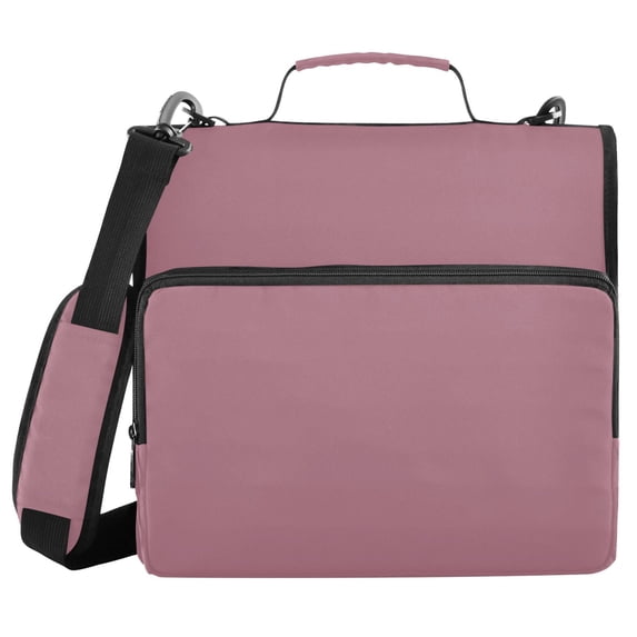 Haosy 3 Ring Zipper Binder with Shoulder Strap Waterproof Trapper Keeper 2 Inch D-Ring 500 Sheets Capacity, Dusty Rose