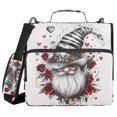 thumbnail image 1 of Haosy 3 Ring Zipper Binder with Shoulder Strap Waterproof Trapper Keeper 2 Inch D-Ring 500 Sheets Capacity, Gnome Rose Black White Hat, 1 of 8