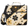 thumbnail image 1 of Haosy 3 Ring Zipper Binder with Shoulder Strap Waterproof Trapper Keeper 2 Inch D-Ring 500 Sheets Capacity, Gold Black Floral Heart, 1 of 8