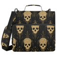 thumbnail image 1 of Haosy 3 Ring Zipper Binder with Shoulder Strap Waterproof Trapper Keeper 2 Inch D-Ring 500 Sheets Capacity, Gold Skull, 1 of 8