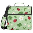 thumbnail image 1 of Haosy 3 Ring Zipper Binder with Shoulder Strap Waterproof Trapper Keeper 2 Inch D-Ring 500 Sheets Capacity, Ladybird Clover Leaf Flower, 1 of 8