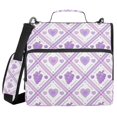 thumbnail image 1 of Haosy 3 Ring Zipper Binder with Shoulder Strap Waterproof Trapper Keeper 2 Inch D-Ring 500 Sheets Capacity, Lavender Grape Heart, 1 of 8