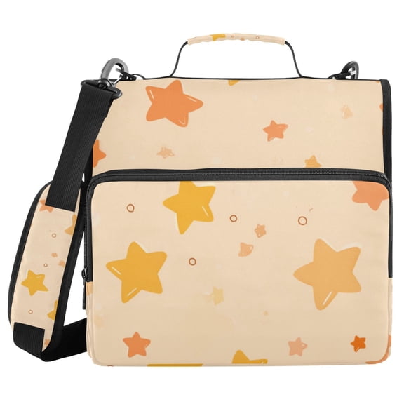 Haosy 3 Ring Zipper Binder with Shoulder Strap Waterproof Trapper Keeper 2 Inch D-Ring 500 Sheets Capacity, Light Orange Star