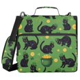 thumbnail image 1 of Haosy 3 Ring Zipper Binder with Shoulder Strap Waterproof Trapper Keeper 2 Inch D-Ring 500 Sheets Capacity, Lucky Black Cat Gold Coin, 1 of 8