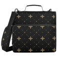 thumbnail image 1 of Haosy 3 Ring Zipper Binder with Shoulder Strap Waterproof Trapper Keeper 2 Inch D-Ring 500 Sheets Capacity, Luxury Gold Stars Dot, 1 of 8