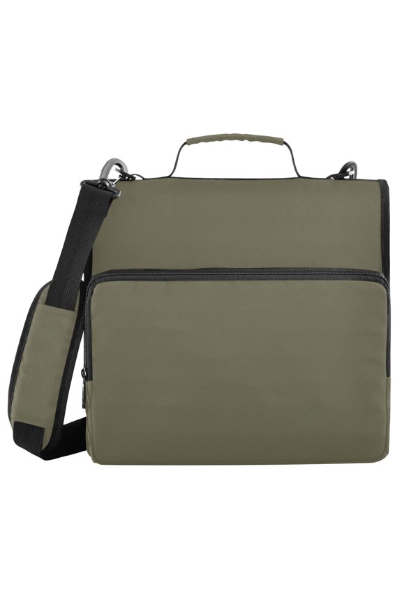 3 Ring Zipper Binder with Shoulder Strap Waterproof Trapper Keeper 2 Inch D-Ring 500 Sheets Capacity, Matte Olive