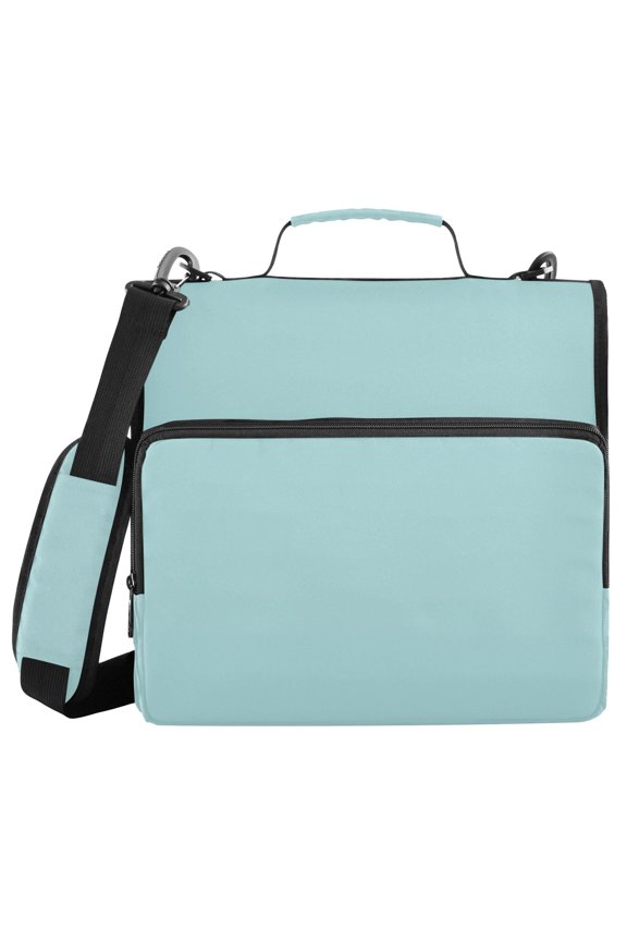 3 Ring Zipper Binder with Shoulder Strap Waterproof Trapper Keeper 2 Inch D-Ring 500 Sheets Capacity, Mint Blue