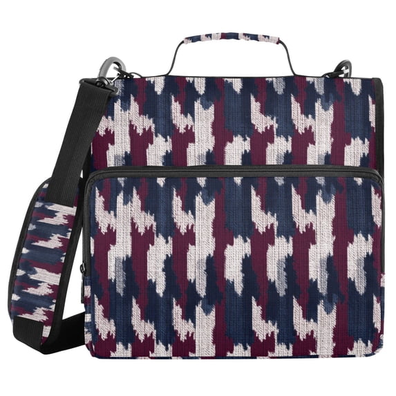 Haosy 3 Ring Zipper Binder with Shoulder Strap Waterproof Trapper Keeper 2 Inch D-Ring 500 Sheets Capacity, Navy Blue Burgundy Houndstooth
