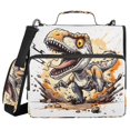 thumbnail image 1 of Haosy 3 Ring Zipper Binder with Shoulder Strap Waterproof Trapper Keeper 2 Inch D-Ring 500 Sheets Capacity, Orange Cute Dinosaur, 1 of 6