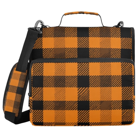Haosy 3 Ring Zipper Binder with Shoulder Strap Waterproof Trapper Keeper 2 Inch D-Ring 500 Sheets Capacity, Orange Scottish Tartan