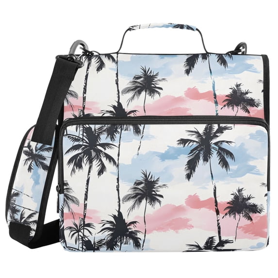 Haosy 3 Ring Zipper Binder with Shoulder Strap Waterproof Trapper Keeper 2 Inch D-Ring 500 Sheets Capacity, Pastel Sky Palm Tree