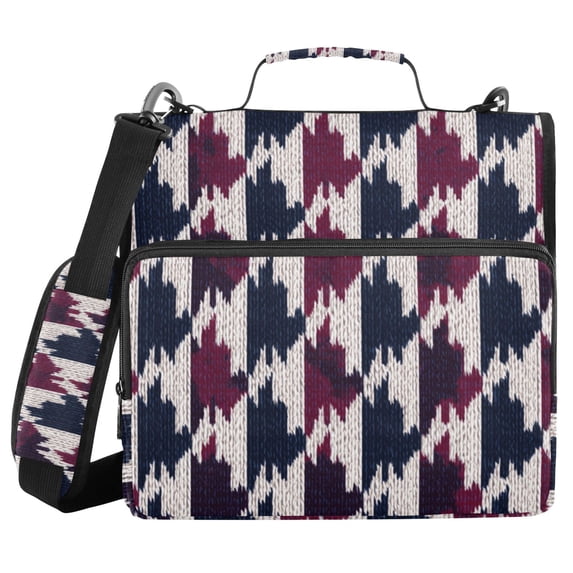 Haosy 3 Ring Zipper Binder with Shoulder Strap Waterproof Trapper Keeper 2 Inch D-Ring 500 Sheets Capacity, Pied De Poule Pattern