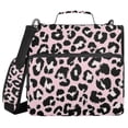 thumbnail image 1 of Haosy 3 Ring Zipper Binder with Shoulder Strap Waterproof Trapper Keeper 2 Inch D-Ring 500 Sheets Capacity, Pink Leopard, 1 of 8