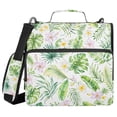 thumbnail image 1 of Haosy 3 Ring Zipper Binder with Shoulder Strap Waterproof Trapper Keeper 2 Inch D-Ring 500 Sheets Capacity, Plumeria Monstera Leaves, 1 of 8