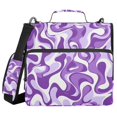 thumbnail image 1 of Haosy 3 Ring Zipper Binder with Shoulder Strap Waterproof Trapper Keeper 2 Inch D-Ring 500 Sheets Capacity, Purple White Flow, 1 of 8