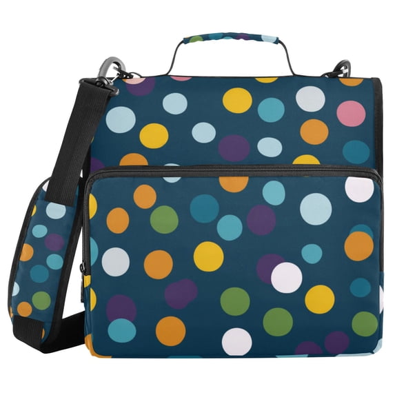 Haosy 3 Ring Zipper Binder with Shoulder Strap Waterproof Trapper Keeper 2 Inch D-Ring 500 Sheets Capacity, Random Color Dots