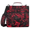 thumbnail image 1 of Haosy 3 Ring Zipper Binder with Shoulder Strap Waterproof Trapper Keeper 2 Inch D-Ring 500 Sheets Capacity, Red Black Pixel Cyberpunk Cityscape, 1 of 8